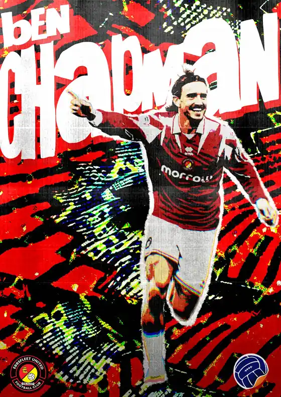 Excuse sketch of Ben Chapman celebrating his first career hat-trick for Ebbsfleet United
